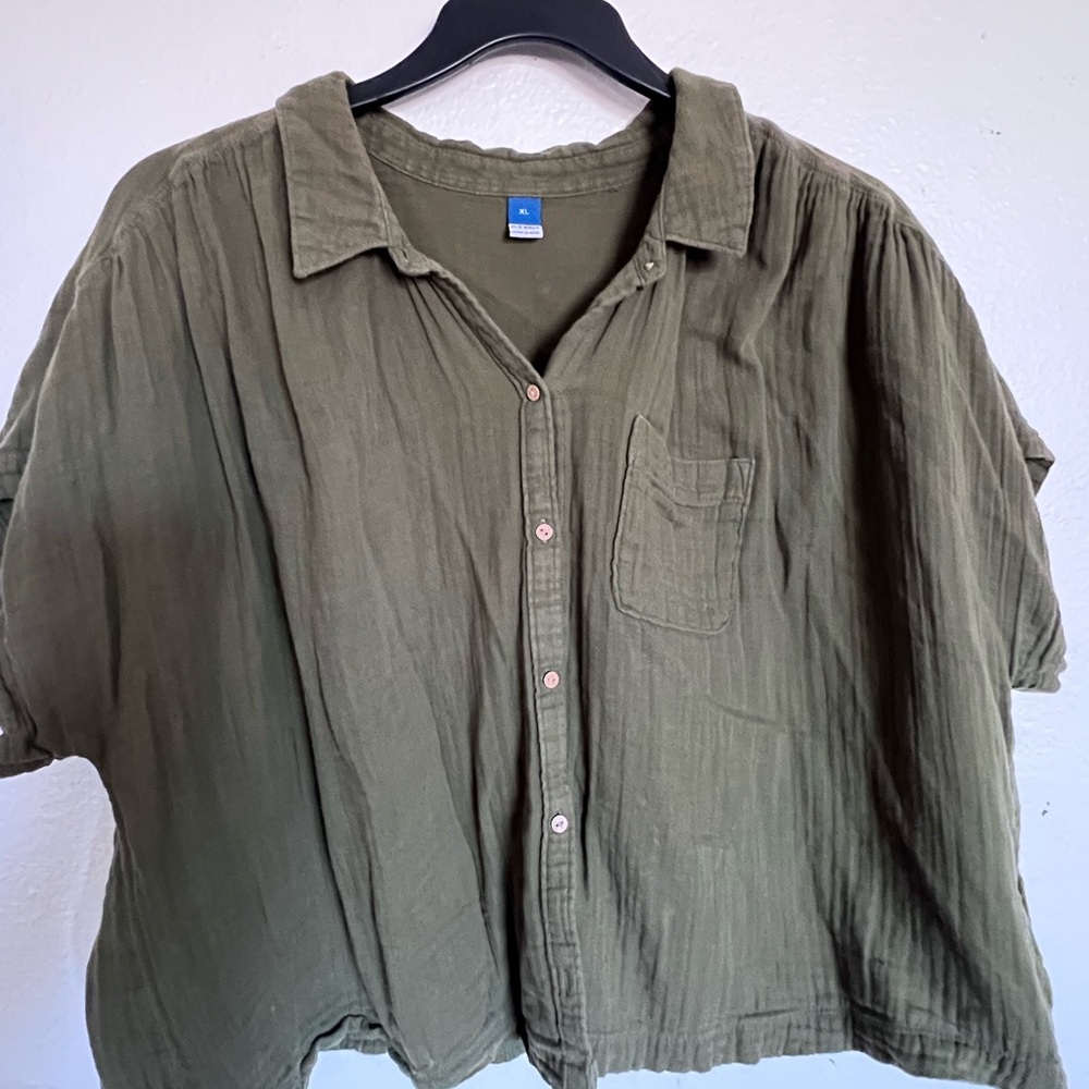 Old Navy Olive Green Button-Up Top